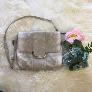 Ninewest white beige snakeskin chain bag purse Y2K